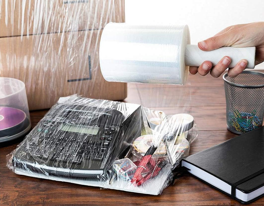 5” Stretch Wrap Mini Film 12 Rolls x 1000 Ft by PackageZoom Industrial Strength Adhering Shrink Wrap Rolls for Box & Furniture Wrapping Heavy Duty, 55 Gauge Clear Plastic Wrap for Moving & Packing