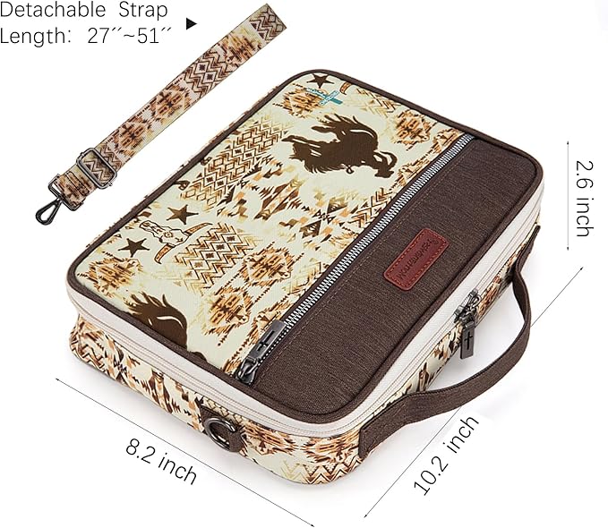 Montana West Bible Book Covers for Women Canves Bible Cases with Zippered Pocket Bible Bags Handheld Crossbody Church Bible Study Supplie