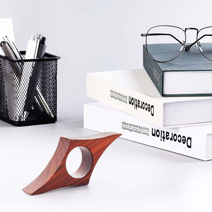 Handmade Wooden Book Page Holder - Red Walnut Thumb Bookmark -a Novel Reading Accessories Gifts for Readers, Lovers Gifts, Bookworm, Literary (Red Walnut, Large - 0.95”)