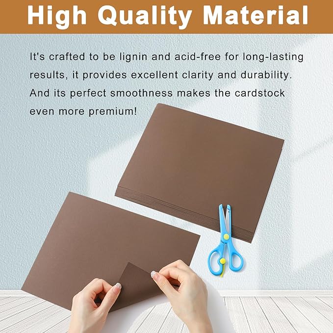 40 Sheets Coffee Color Cardstock 8.5 x 11 Certificates Paper, 200gsm/75lb Premium Dark Brown Card Stock Printer Paper for DIY Cards Making, Greeting Cards, School Crafting, Invitations, Menus