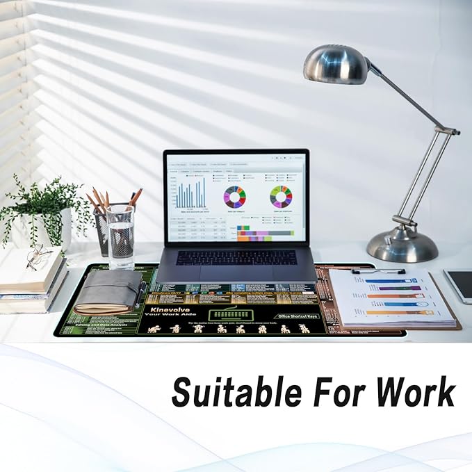 Excel/Word/Outlook/Windows/PowerPoint Shortcut Keys Mouse Pad, Shortcut Mat for Pc Office,Large XL Gaming Mousepad,Non-Slip Stitched Edge 31.5" x 11.8"