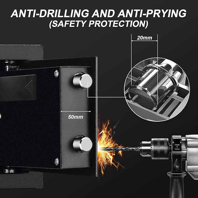 Tenamic Fireproof Safe Box 0.4 Cuft Electronic Digital Security Box, Keypad Small Lock Box Cabinet Safes with Internal Light, Solid Alloy Steel Office Hotel Home Mini Safe with 2 Passwords, Black