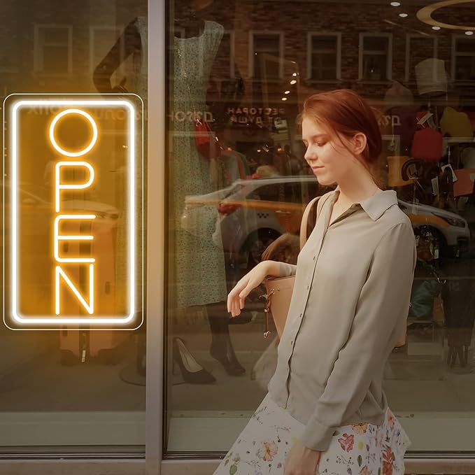 Open Signs for Business Ultra Bright 16 Inch Plug In Electric Light Up Open Sign with ON/OFF Switch for Business Storefront Window Glass Door Shop Store Florists Bar Salon Cafes Pub