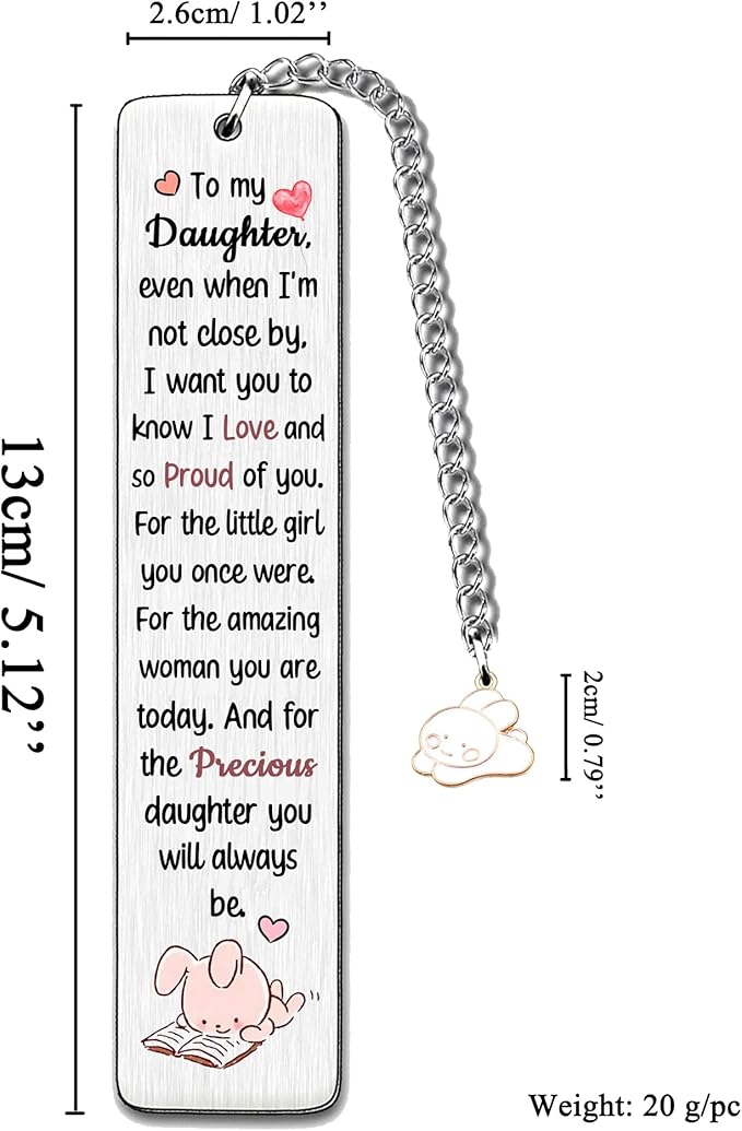 Daughter Bookmarks Birthday Gift Christmas Encourage Bookmark Teens Graduation Distance Farewell Back to School Present Appreciate Reminder Go to University I Love Proud of You Keepsakes from Dad Mom
