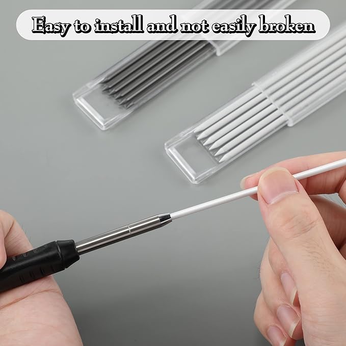Hiboom 24 Pieces 2.8mm HB Refill for Carpenter Pencil, Study Long Lasting Pencil for Mechanical Pencil Woodworking Construction (Black, White)