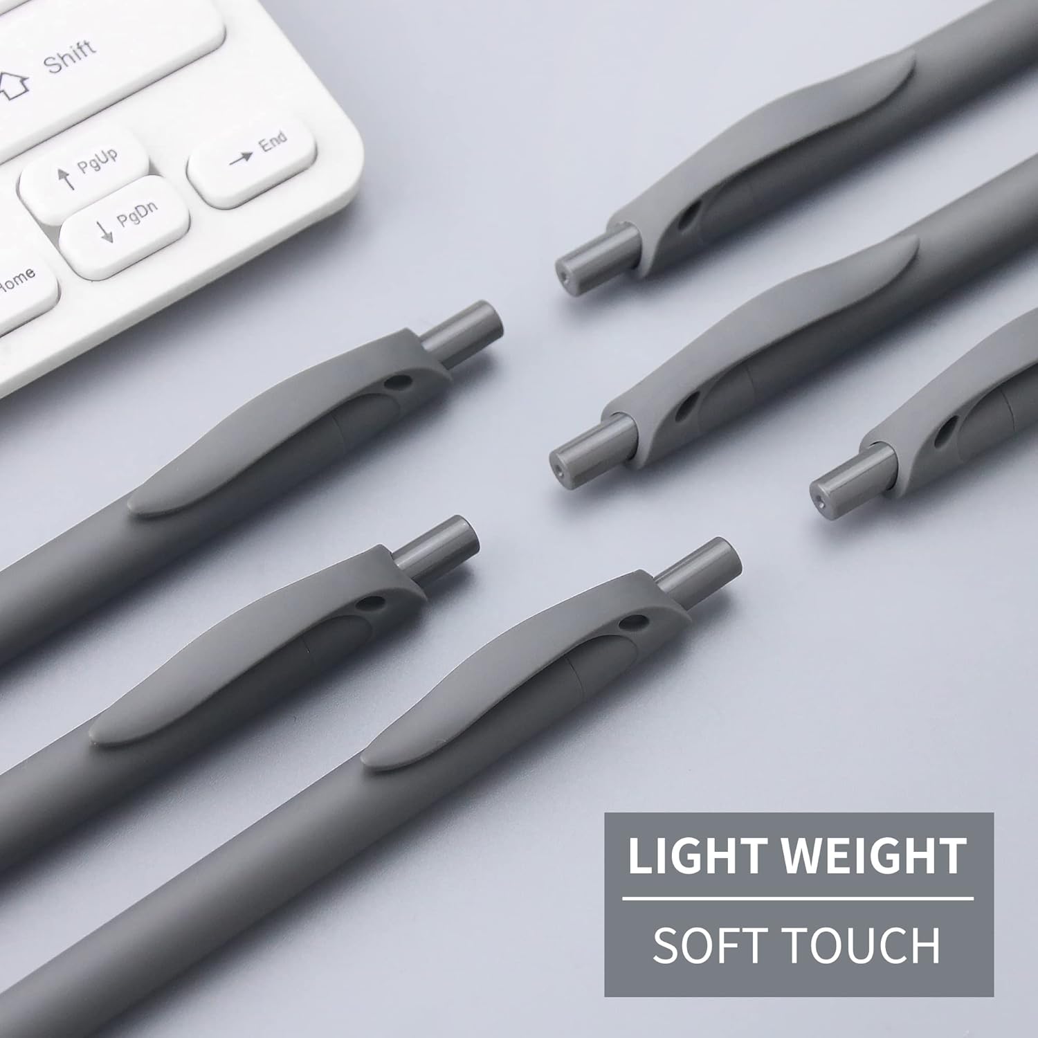 deegtran Pens Bulk, 50 Pack No Bleed Grey Barrel Click Pens, Wholesale Retractable Ballpoint Pens, Pen Medium Point, Smooth black Ink Pen, 1.0MM