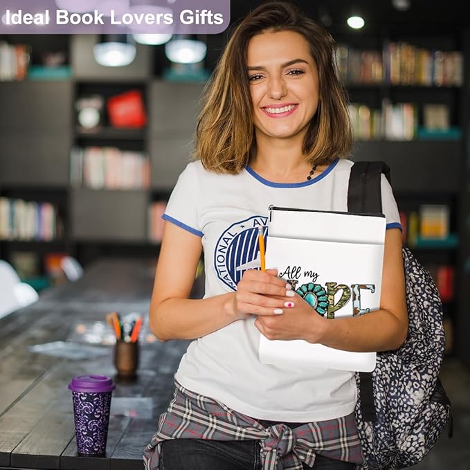 Inspirational Western Faith Christian Gifts Book Sleeve Book Cover Religious Cowgirl Accessories for Women Mom Girls Friendship Christmas Birthday Book Lovers Gifts Book Protector with Zipper