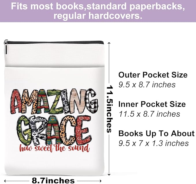 Inspirational Western Faith Christian Gifts Book Sleeve Book Cover Religious Cowgirl Accessories for Women Therapist BFF Friendship Christmas Birthday Book Lovers Gifts Book Protector with Zipper