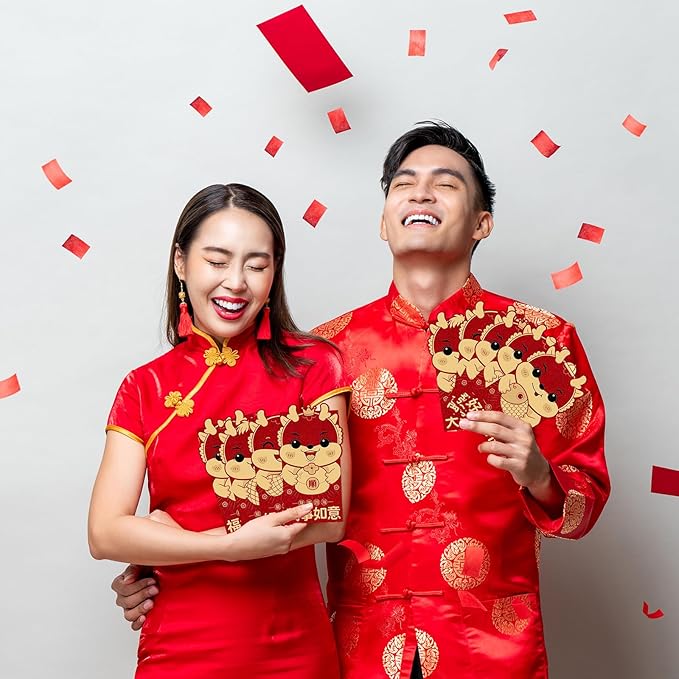 36 Pcs Chinese Dragon Red Envelopes 2024 Lunar New Year Money Envelopes Hong Bao Red Pocket Envelope for Money Year of the Dragon 2024 Gifts for Spring Festival Wedding Birthday