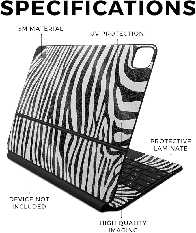 Glossy Glitter Skin Compatible With Apple Magic Keyboard for iPad Air 13-inch (M2) 2024 - Black Zebra - Premium 3M Vinyl Protective Wrap Decal Cover - Easy To Apply | Crafted in the USA by MightySkins