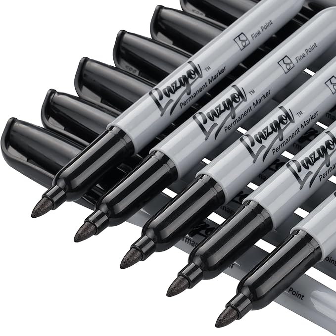 Permanent Markers Bulk, LAZGOL120 Pack Fine Tip Black Permanent Markers, Waterproof Markers, Premium Smear Proof Pens, Quick Drying, Office Supplies for School, Office, Home