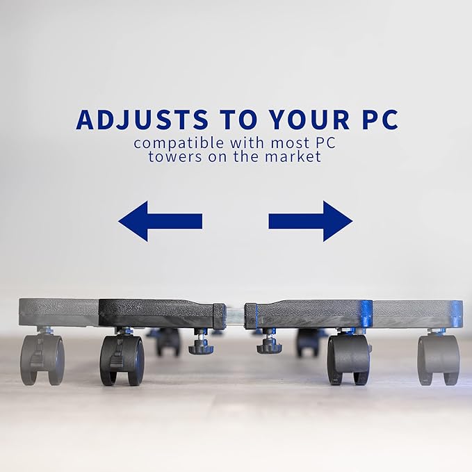 VIVO Large Steel PC Cart, Rolling CPU Trolley, Adjustable Mobile Computer Stand Holder with Locking Caster Wheels, Fits Most Gaming PCs up to 22 x 14 inches, Under Desk, Black, CART-PC03L