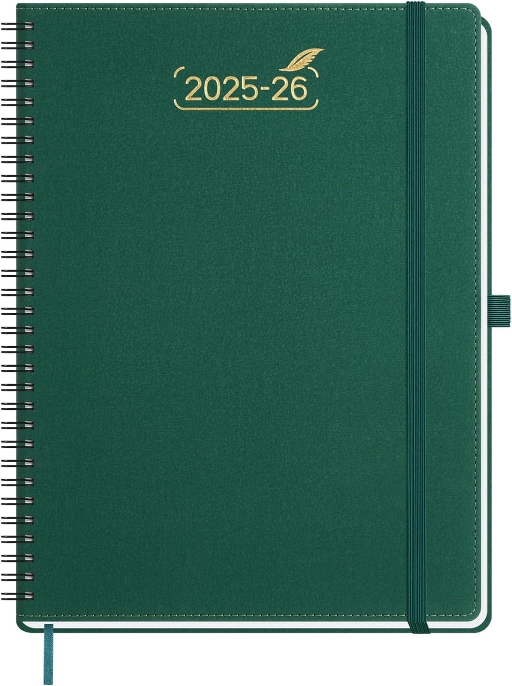 BEZEND Weekly Planner 2025-2026 with 2 Columns, 8.5" x 11" Academic Calendar 18 Months (Jul 25-Dec 26) Life Work Appointment Book with Monthly Tab, PU Leather Softcover Spiral - Evergreen
