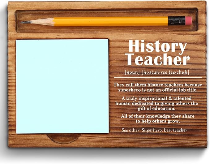 History Teacher Sticky Note Holder, History Teacher Gifts, Thank You Appreciation Quote Gifts for History Teacher Women Men from Student Self-Stick Note Pad Holders ZSS29