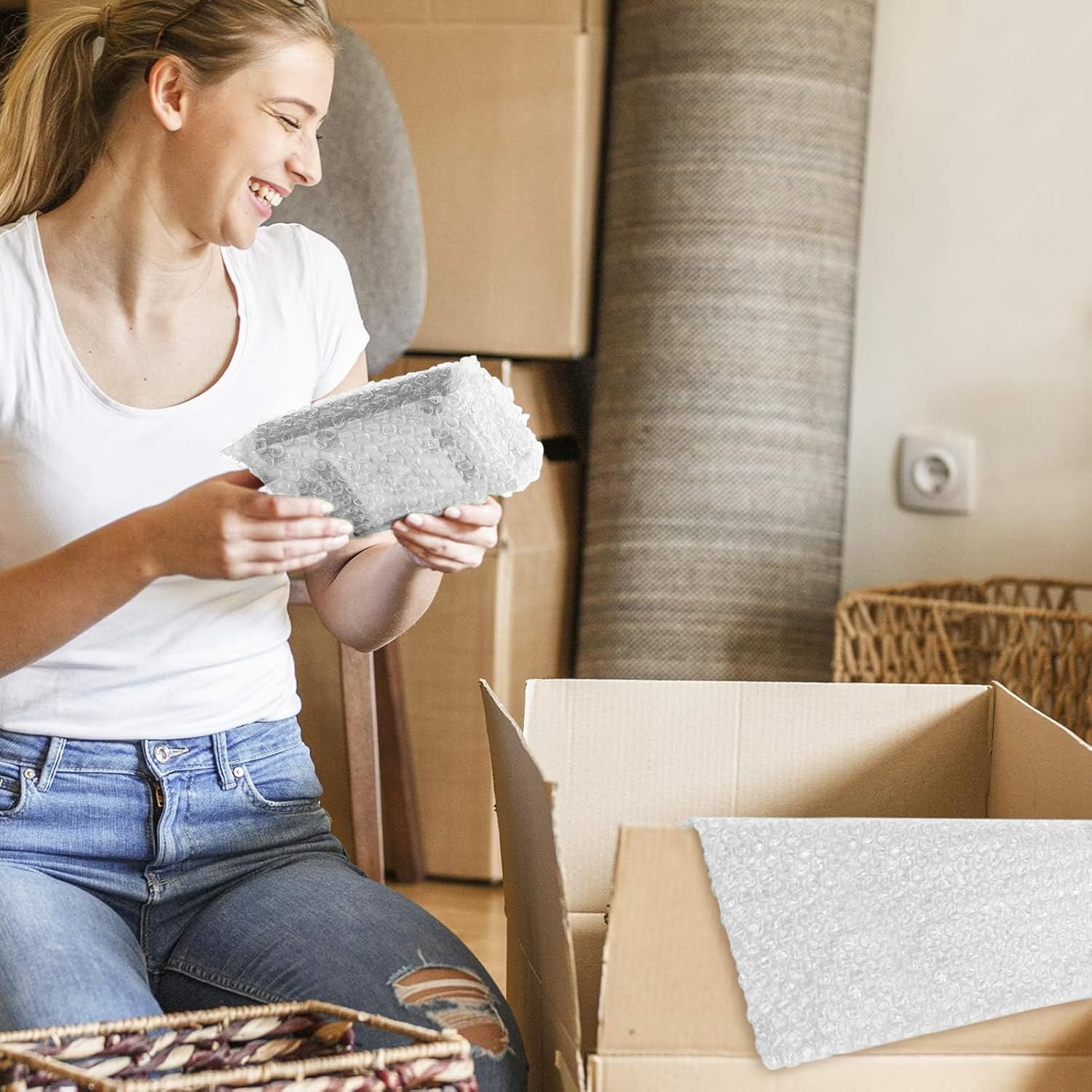 Metronic Bubble Cushioning Wrap 2 Pack 12 Inch x 72ft Total, Dense Bubble Packing Air Wrap Clear Bubble Packing Roll for Shipping and Moving Supplies, Perforated Every 12"