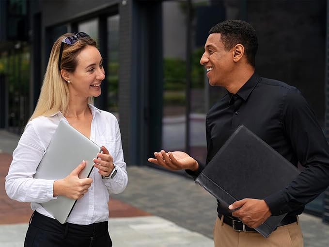 AZXCG Resume Portfolio,Zippered Padfolio Document Holder Business Folder Organizer, Faux Leather Matte Finish -Black (Customize)