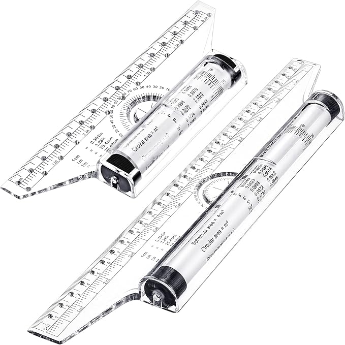 Frienda 2 Pieces Plastic Measuring Rolling Ruler Drawing Parallel Multifunctional Drafting Ruler for Architect Office Math(6 Inch, 12 Inch)