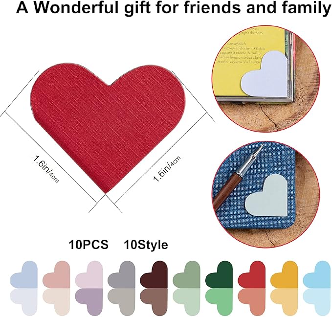 10 Pack Heart Cute Magnetic Bookmarks Bulk for Books, Assorted Magnetic Page Corner Bookmarks for Book Lovers,Kids,Women,Men,Teachers,Students,Birthday Christmas Graduation (Multicolor)