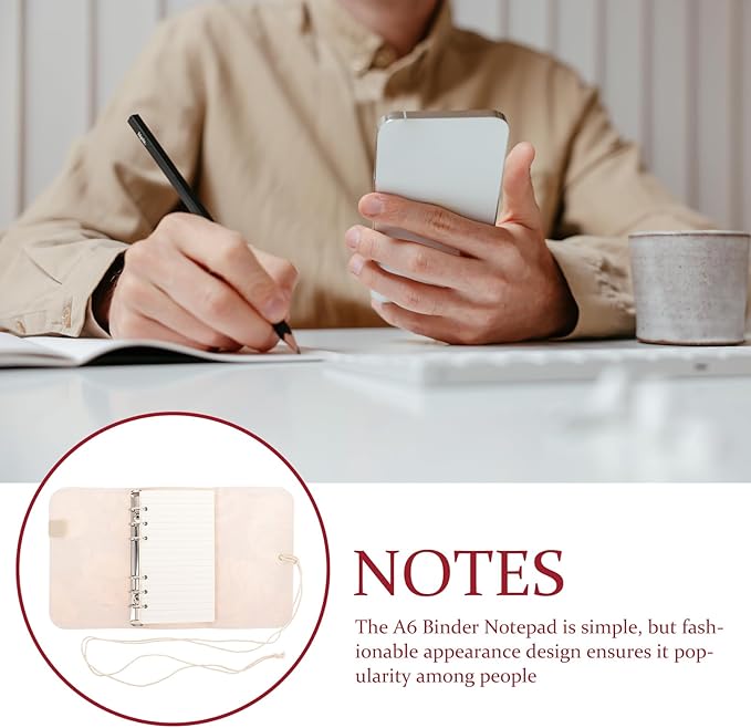 Tofficu A6 Budget Binder Japanese Maneki Neko Lucky Cat 6 Ring Planner Notepads Money Organizer Cotton and Linen Notebook Cover for Cash Bills Coupon Budgeting Expense Saving