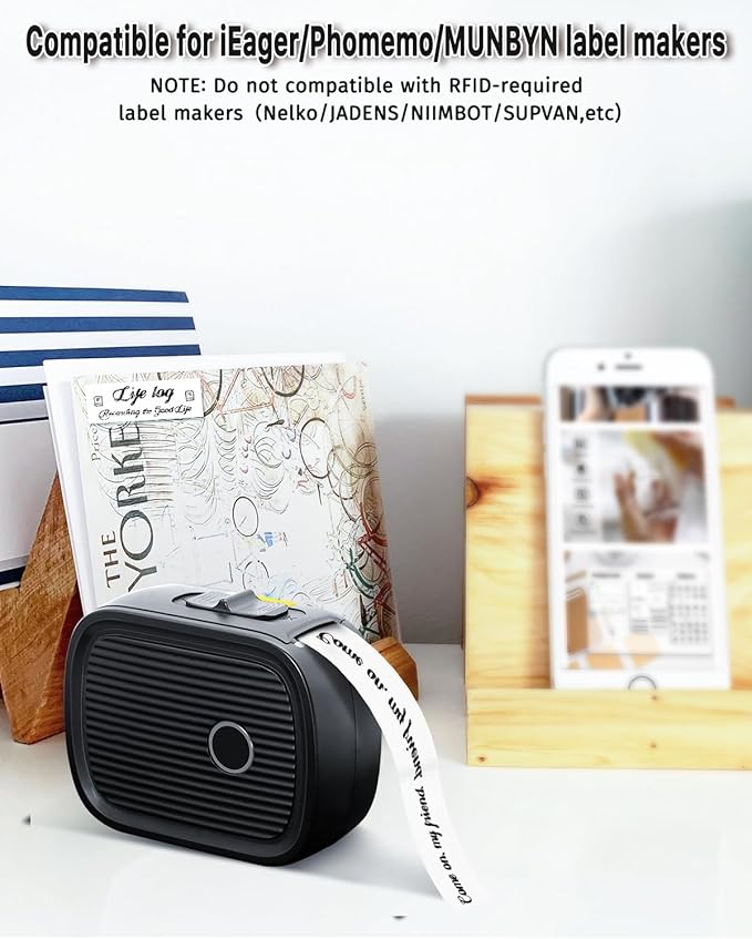 iEager Label Maker Tape, 15mm x 6m, White Continue Sticker Thermal Paper, Household Storage Labels for D30 Label Maker, Self-Adhesive Label Tape, Set of 3