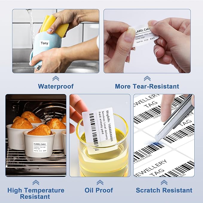 CLABEL Label Maker Tape for CLABEL 221B, Thermal Labels, Adapted Label Print Paper Waterproof Self-Adhesive Multipurpose Labeling Tape 6 Roll of 1380pcs