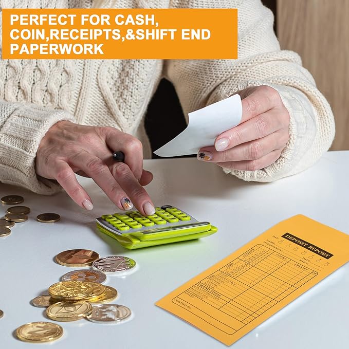 Qilery 1000 Pieces Cash Drop Envelopes Bulk Cashier Deposit Envelopes Budgeting Planning 4 1/8'' x 9 1/2'' Bank Envelopes for Cash, Small Business, Retailers Restaurants Kraft(Yellow)