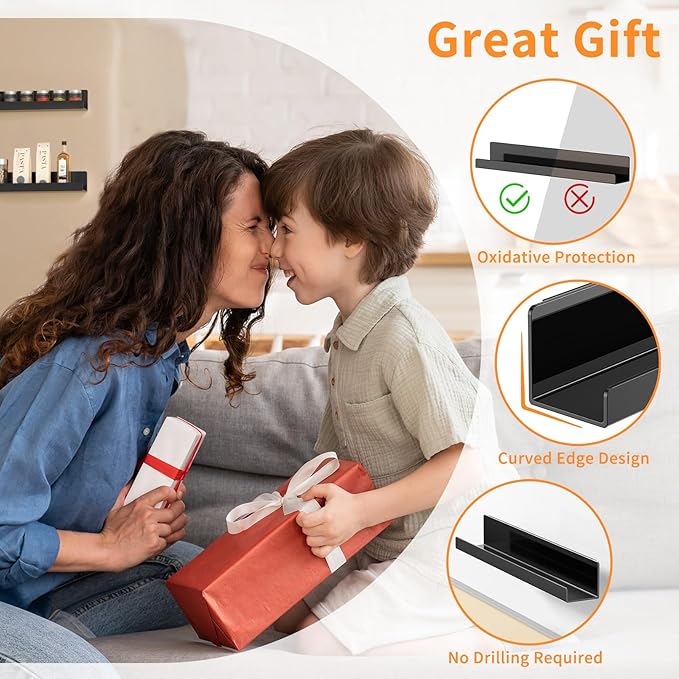 Carmanon Magnetic Book Shelf for Whiteboard, Reusable Acrylic Book Display Shelf with Strong Adsorption Capacity, Magnetic Book Holder for Classroom Refrigerator Office Teacher Kids, Black