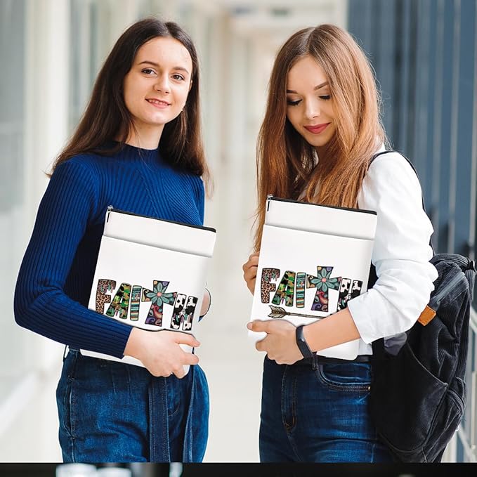 Inspirational Western Faith Christian Gifts Book Sleeve Book Cover Religious Cowgirl Accessories for Women Mother in Law Graduation Christmas Birthday Book Lovers Gifts Book Protector with Zipper