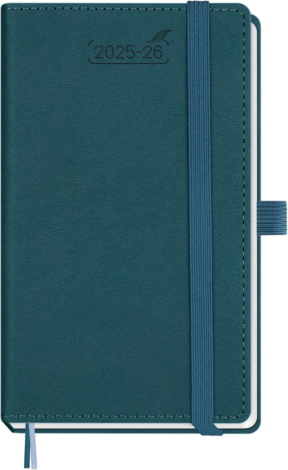 BEZEND Pocket Planner 2025-2026 Weekly and Monthly, 3.5" x 6" Academic Planner (Jul 25-Dec 26) 18-Month Mid-Year Calendar Book, Storage Pocket, Pen Holder, PU Leather Hardcover - Dark Green