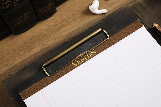 Personalized Leather Padfolio for Lefty, Business Portfolio Binder with Clipboard, Legal Pad Portfolio Folder for Men/Women - Grey