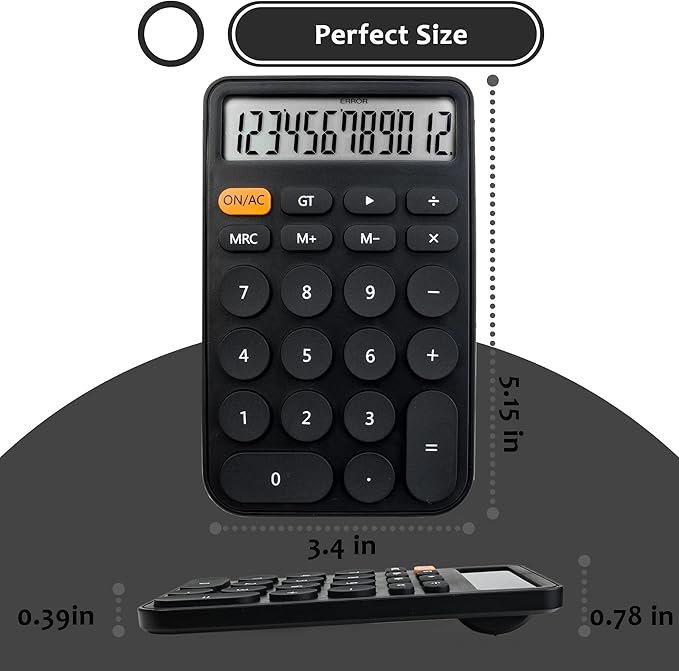 VEWINGL Standard Calculator 12 Digit,Desktop Large Display and Buttons,Calculator with Large LCD Display for Office,School, Home & Business Use,Automatic Sleep,with Battery