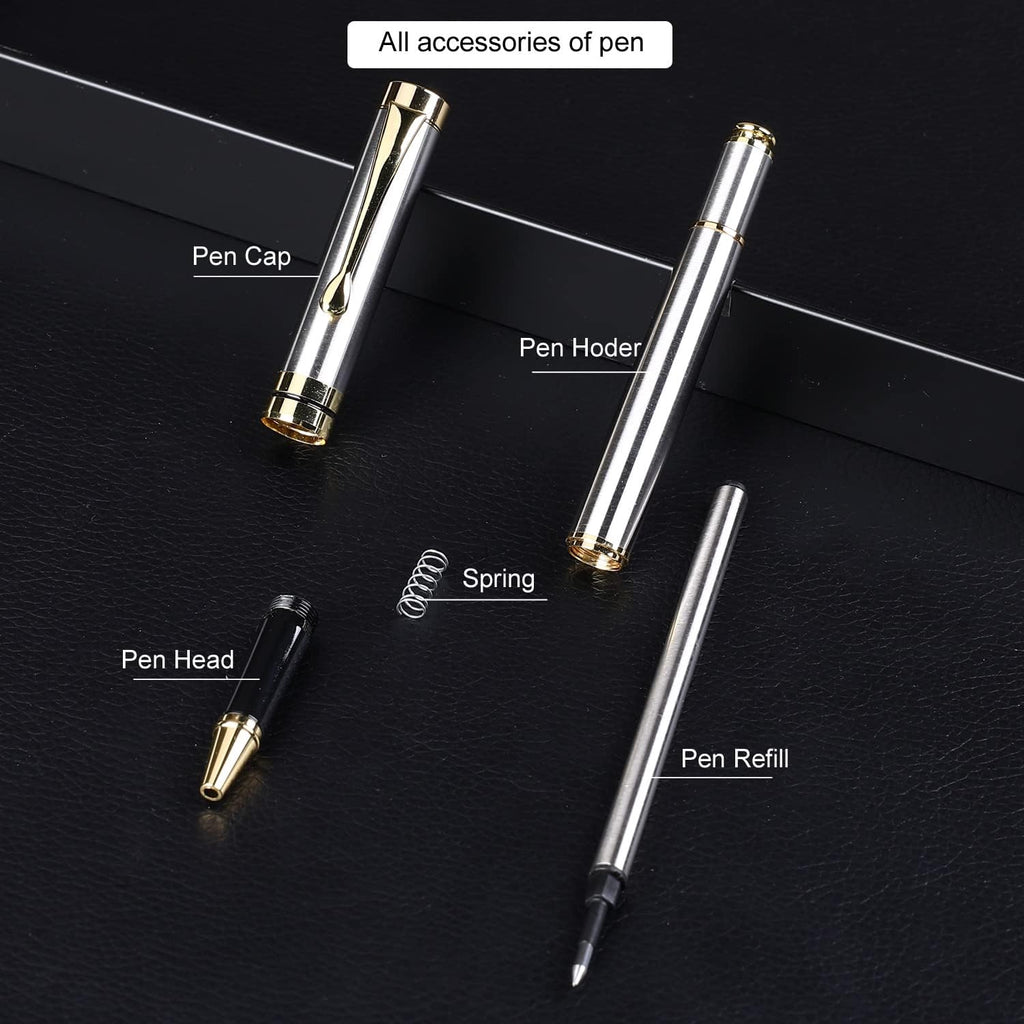 YIVONKA Luxury Ballpoint Pens Best Ball Pen Gift Set for Men & Women Professional Executive Office Nice BallPens Classy Gift Box Ballpoint Black Refill Line width 0.5mm (Silver)