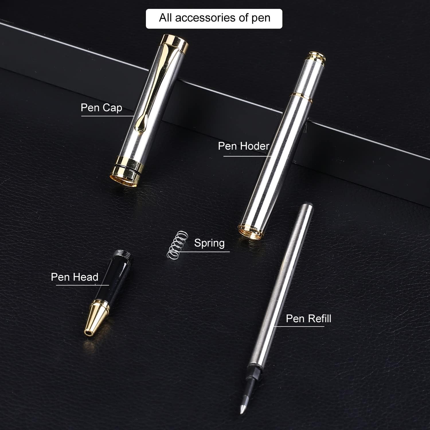 YIVONKA Luxury Ballpoint Pens Best Ball Pen Gift Set for Men & Women Professional Executive Office Nice BallPens Classy Gift Box Ballpoint Black Refill Line width 0.5mm (2 silver)