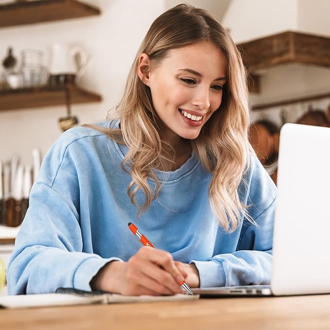 Zonon 12 Pieces Inspirational Pens Bulk Easter Basket Stuffers Motivational Quotes Ballpoint Pens with Stylus Tip Inspirational Gifts for School Office Teachers(Rainbow Colors,Classic Style)