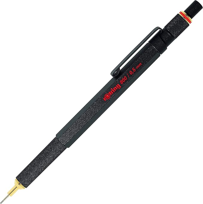 rOtring 800 Retractable Metal Mechanical Pencil, 0.5mm, Black Barrel, Perfect for Drafting, Engineering, Architecture Professionals