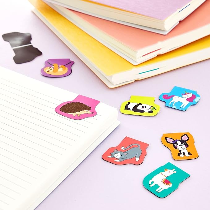 Bright Creations 50-Pack Mini Assorted Colorful Animal Magnetic Bookmarks, Bulk Magnet Set, Page Clip Markers for Kids, Reading, Bookclub, School Book Fairs (10 Designs, 1.7x1.7 in)