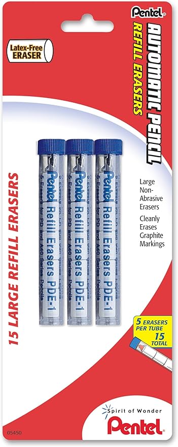 Pentel® Quicker Clicker™ Eraser Refills, Pack Of 15