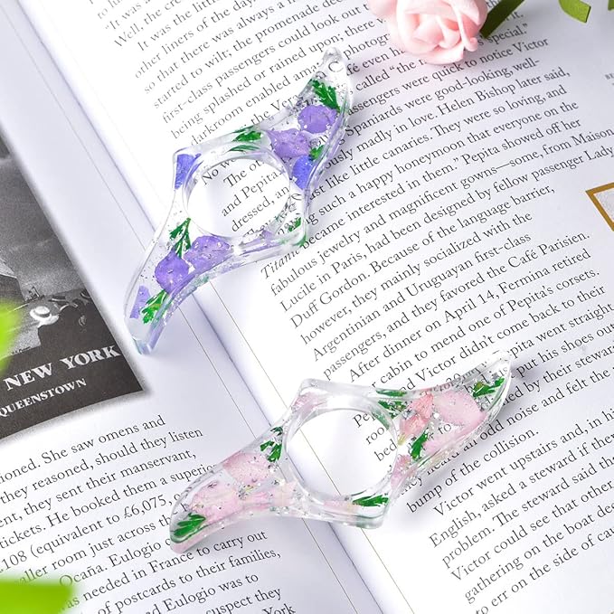 SKYNEO Book Page Holder, Thumb Book Page Holder, Dried Flowers for Resin Page Holder, Book Reader Reading Accessories for Teachers Gift and Bookworm Gifts, Gifts for Book Lovers - White