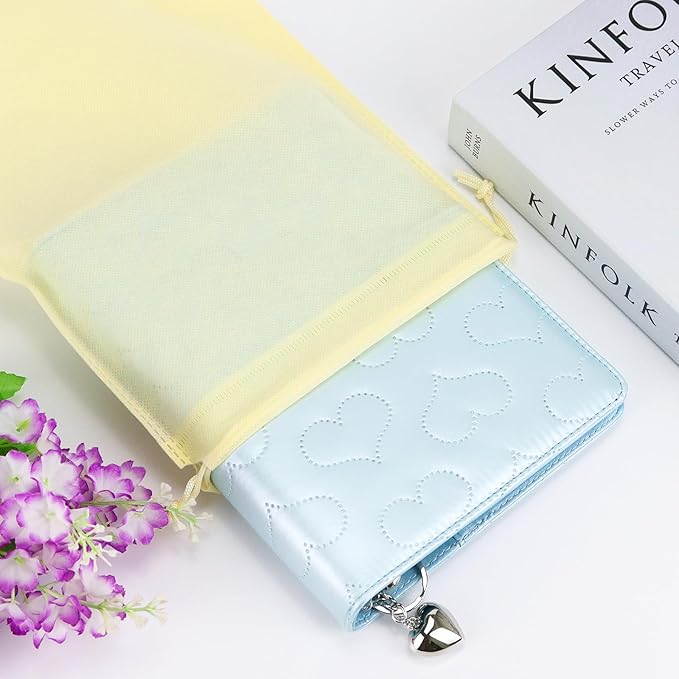 A5 PU Leather Cotton-Padded Binder 6-Ring Notebook Binder Cover with Gold Keychain for A5 Filler Paper, Refillable A5 Personal Planner Budget Binder with Magnetic Buckle Closure (Light Blue, A5)