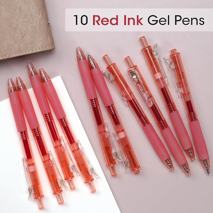 WRITECH Retractable Fine Point Gel Pens (Red)