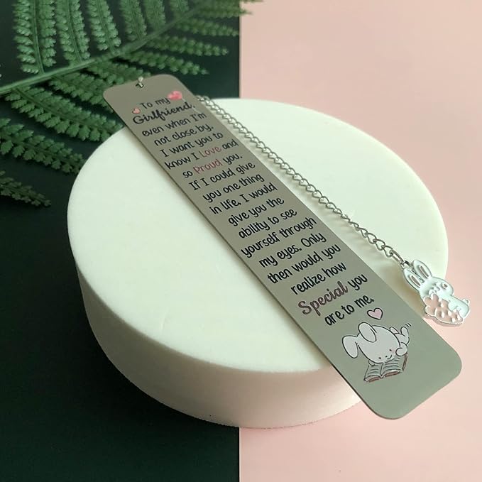 Girlfriend Bookmarks Birthday Gift Woman Christmas Encourage Bookmark Valentines Day Distance Miss You Rabbit Present Appreciate Engagement Love Reminder Keepsakes Sweet I Love Proud of You for Her
