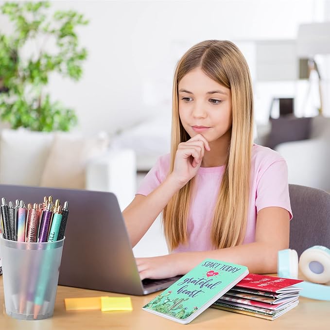 Funrous 32 Pcs Motivational Quote Pens Inspirational Notepads Mini Journal with Ballpoint Pen Small Notebooks Gift Set for Men Women Coworkers, Adult Party Favors Prizes Gift Bulk(Cute)