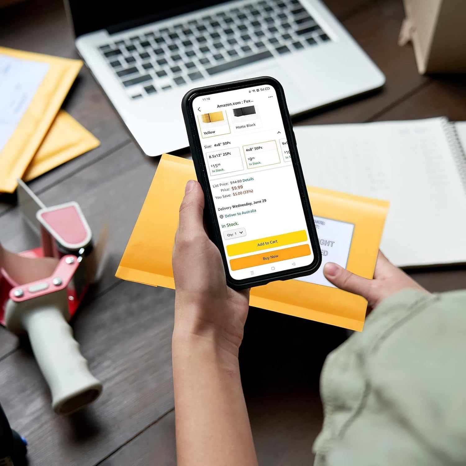 Fuxury Kraft Bubble Mailers 4x8" 500Pack Eco-Friendly Padded Envelopes Thick Bubble Envelopes Usable Size 4x7" Waterproof Cushioned Padded Mailers Packaging for Small Business #000 Yellow