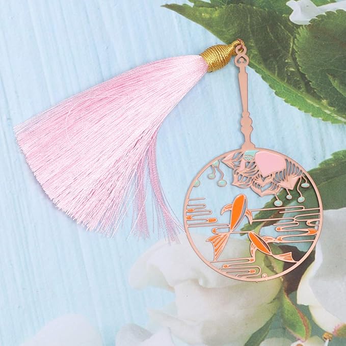 TOYANDONA Retro Bookmarks Brass Bookmarks Metal Retro Bookmarks Chinese Metal Bookmarks Chinese Rose Gold Bookmark Gold Plated Bookmark Book Manager Magnet Bookmarks Label Tassel