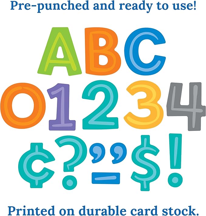 Carson Dellosa 76 pc Modern Decor Bulletin Board Letters Pack, Colorful Letters, Numbers, Symbols, and Punctuation Cutout