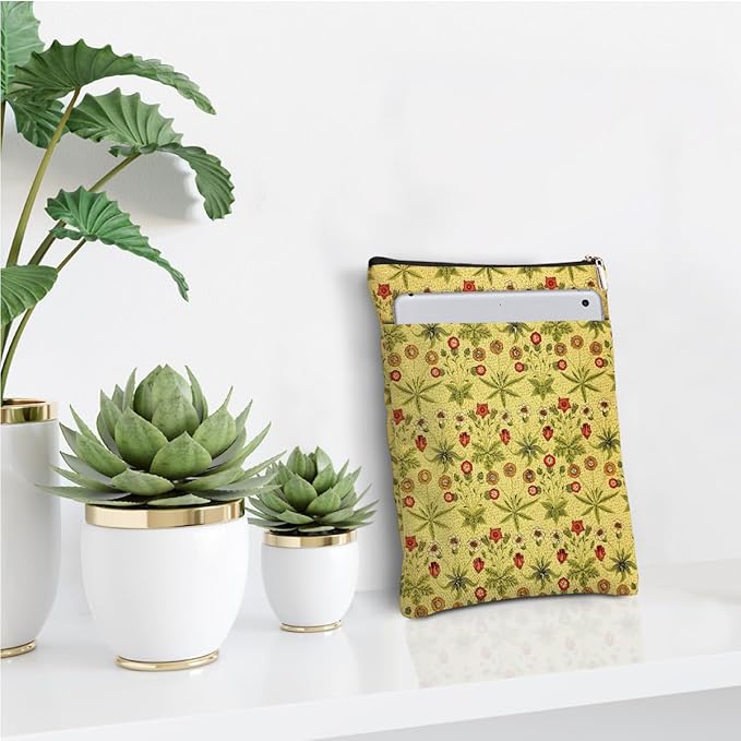 Vintage Flower Book Sleeve Book Lovers Gifts Autumn Style Waterproof Book Cover Book Accessories Book Covers for Paperbacks Book Pouch Book Protector with Front Pocket for Women Girls Readers Sister