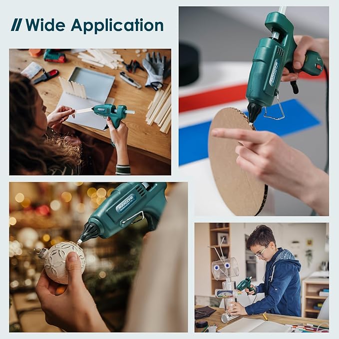 Fireproof 100W Hot Glue Gun Kit Glue Gun - MAXDONE Craft Glue Gun Full Size (Not Mini) Glue Guns Heavy Duty Hot Glue Gun with 12pcs Glue Sticks(0.43'' x 8") 100w for DIY Art