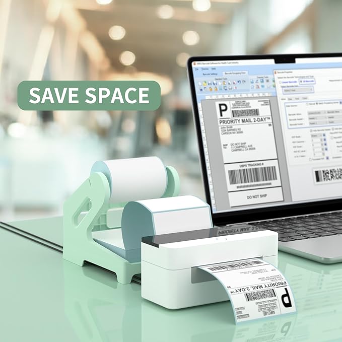 Label Holder Thermal Label Holder for Rolls and Fanfold Labels Shipping Label Stand Desktop Printer DIY Accessory Supplies for Home, Office (Fresh Green)