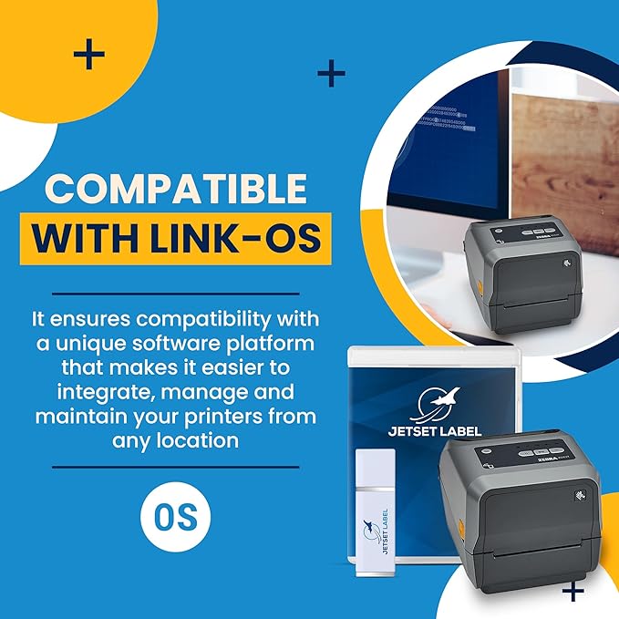 Zebra ZD621 | Thermal Transfer & Direct Thermal Printer ZD6A043-301F00EZ | 300 DPI | USB, USB Host, Ethernet, Serial, BTLE5 Connectivity | Includes Jet Set Label Software
