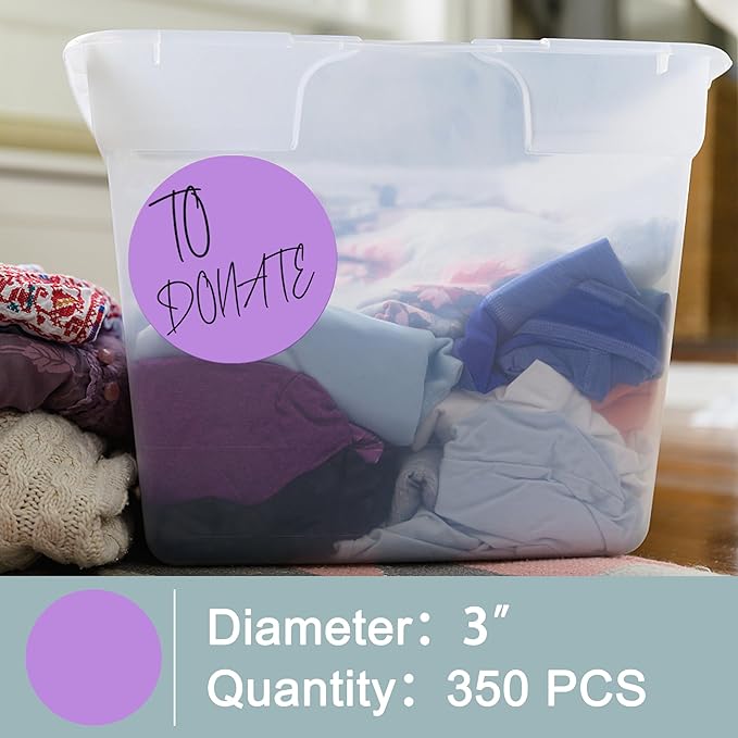 Hybsk 3 inch Circle Color Direct Thermal Stickers Shipping Labels for Barcodes,Name Tag,DIY Logo Design,QR Code,Inventory– Compatible with Zebra,Rollo,Munbyn,and More-750 pcs (3 inch,Purple)